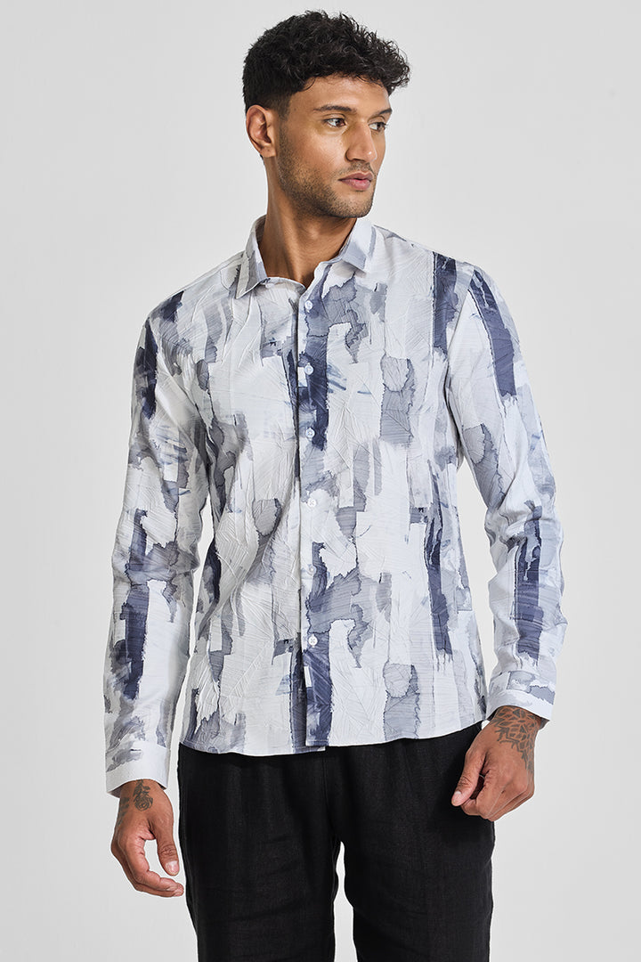 Blue Abstract Slim Fit Shirt