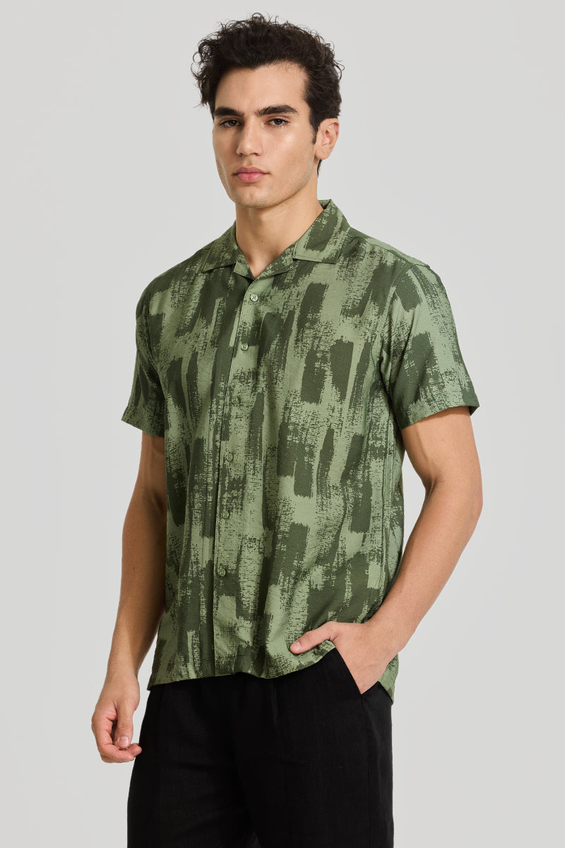 Light Green Cuban Abstract Shirt