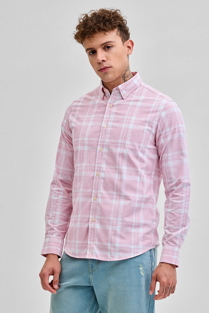 Light Pink Checks Oxford Shirt