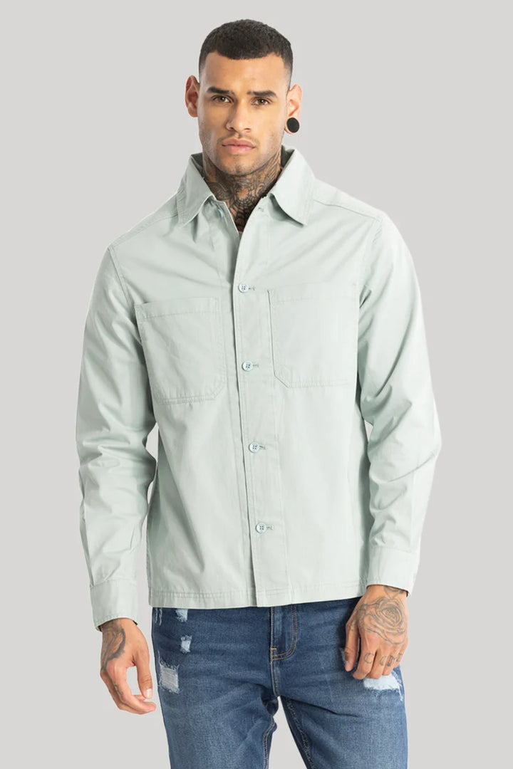 Double Pocket Light Blue Overshirt