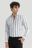 Grey Slim Fit Stripes Shirt