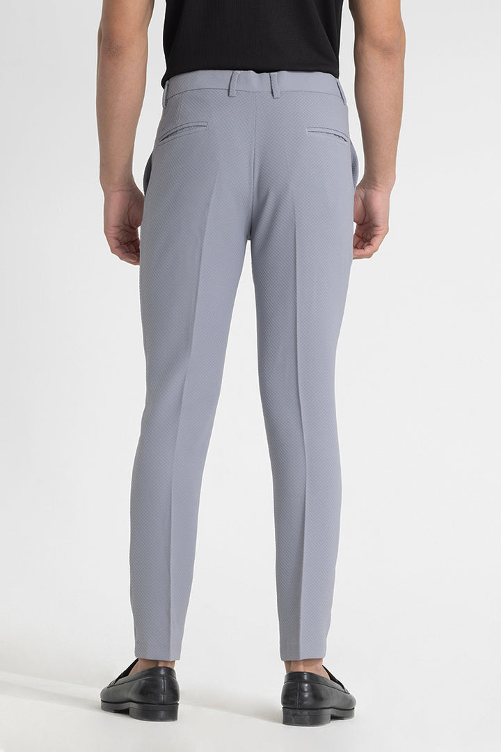 Light Grey Checks Slim Fit Trousers