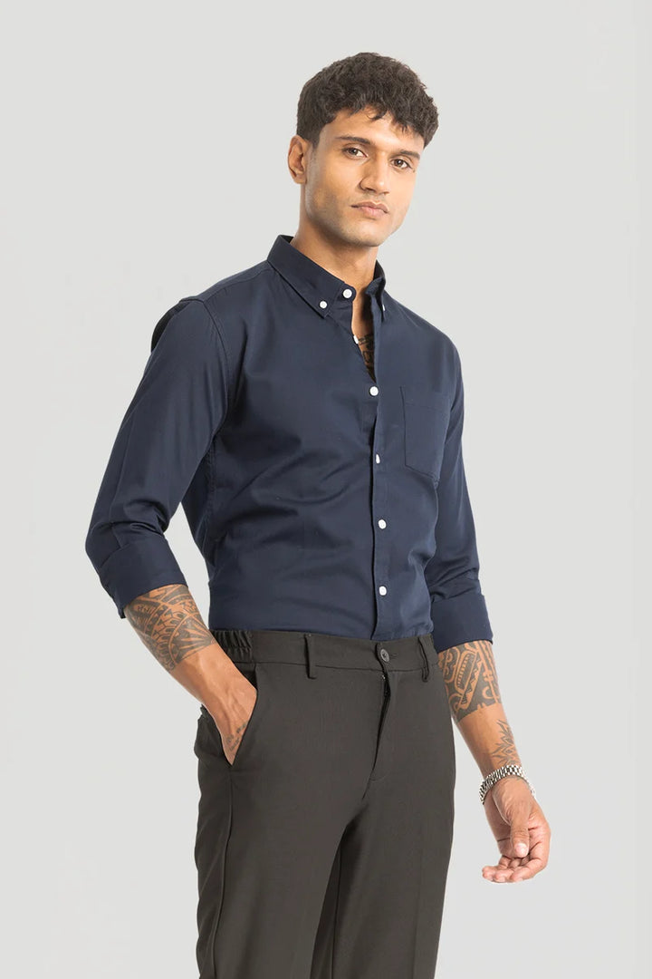 Navy Solid Oxford Shirt