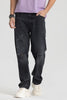 Dark Grey Distressed Relaxed Fit Jeans