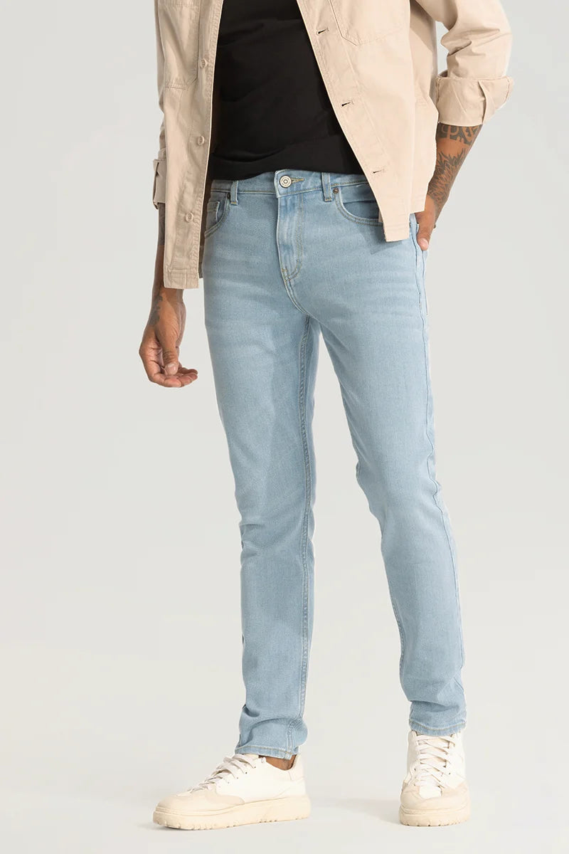 Light Blue Plain Skinny Fit Jeans