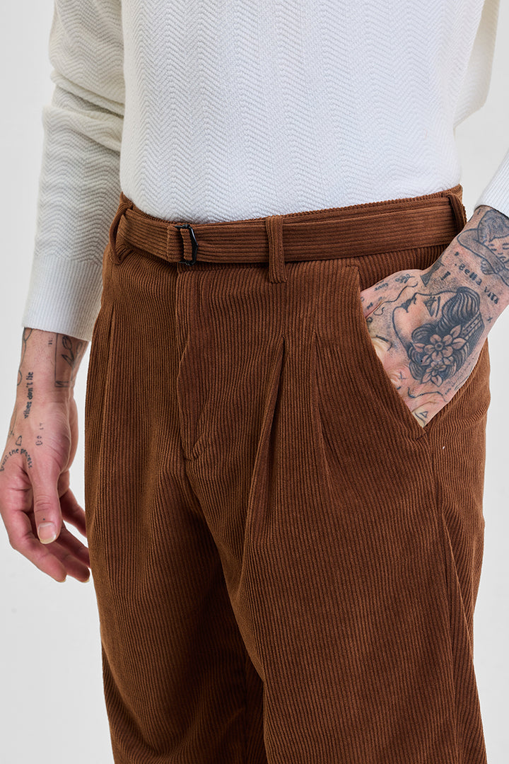 Brown Corduroy Relaxed Fit Trousers