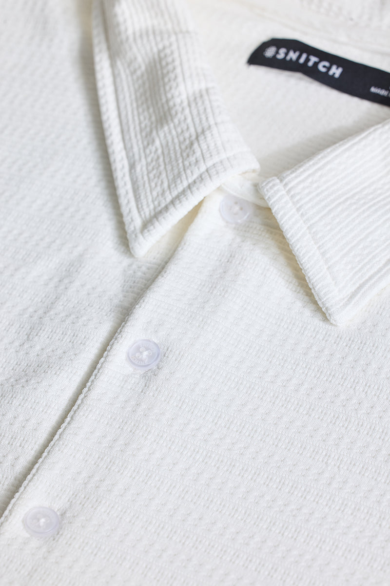 White Textured Polo T-Shirt