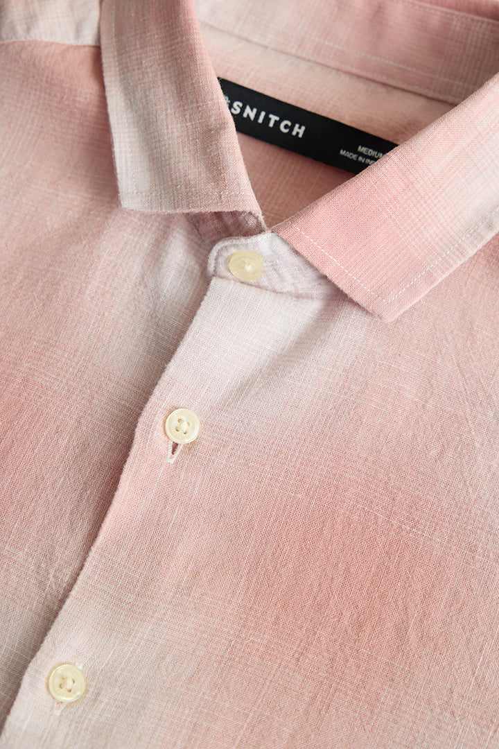 Light Pink Ombre Checks Linen Shirt