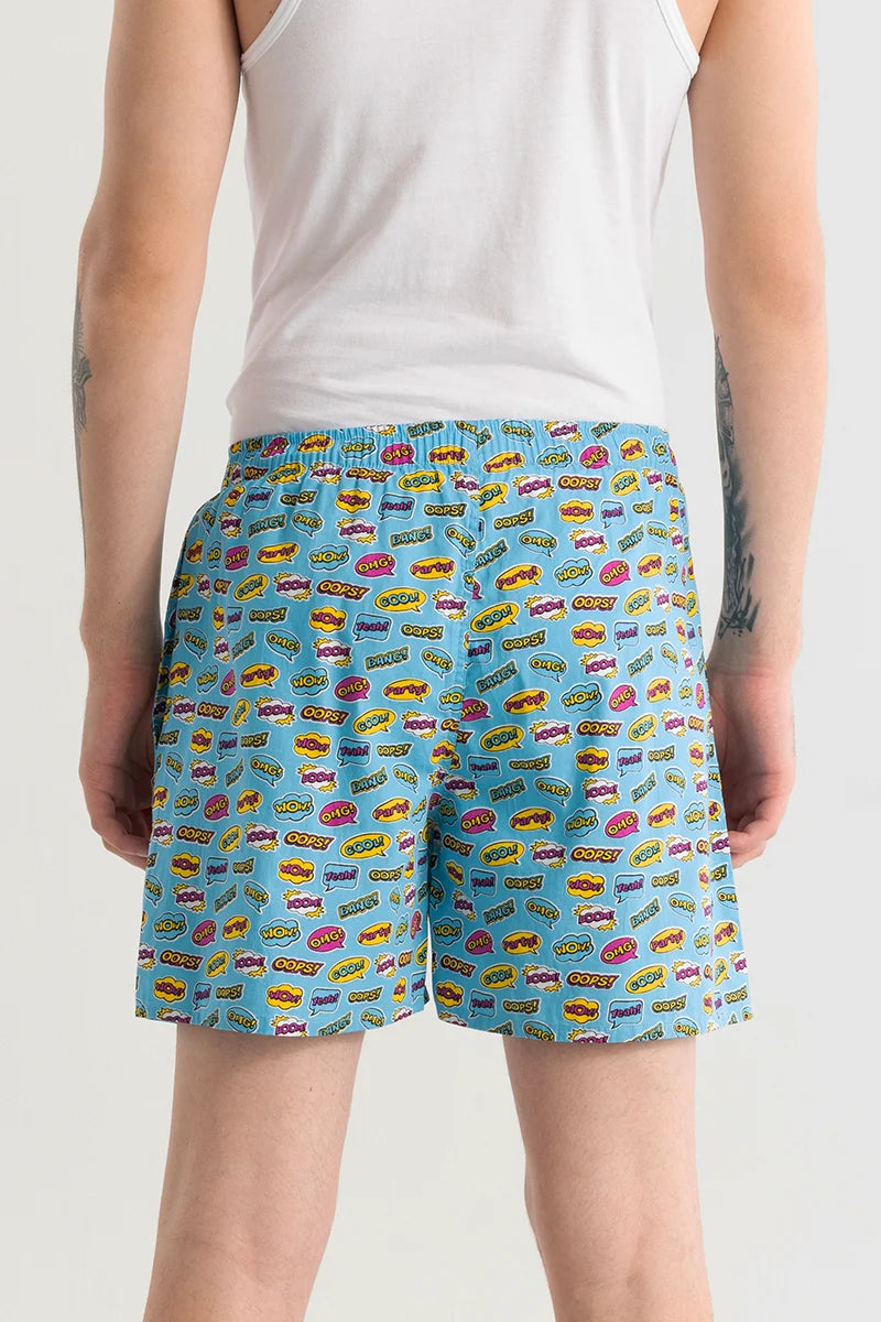 Gry Doodle Sky Blue Printed Boxer