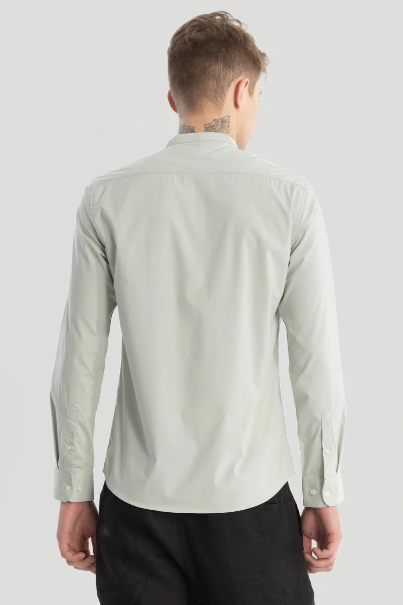 Grey Plain Mandarin Shirt