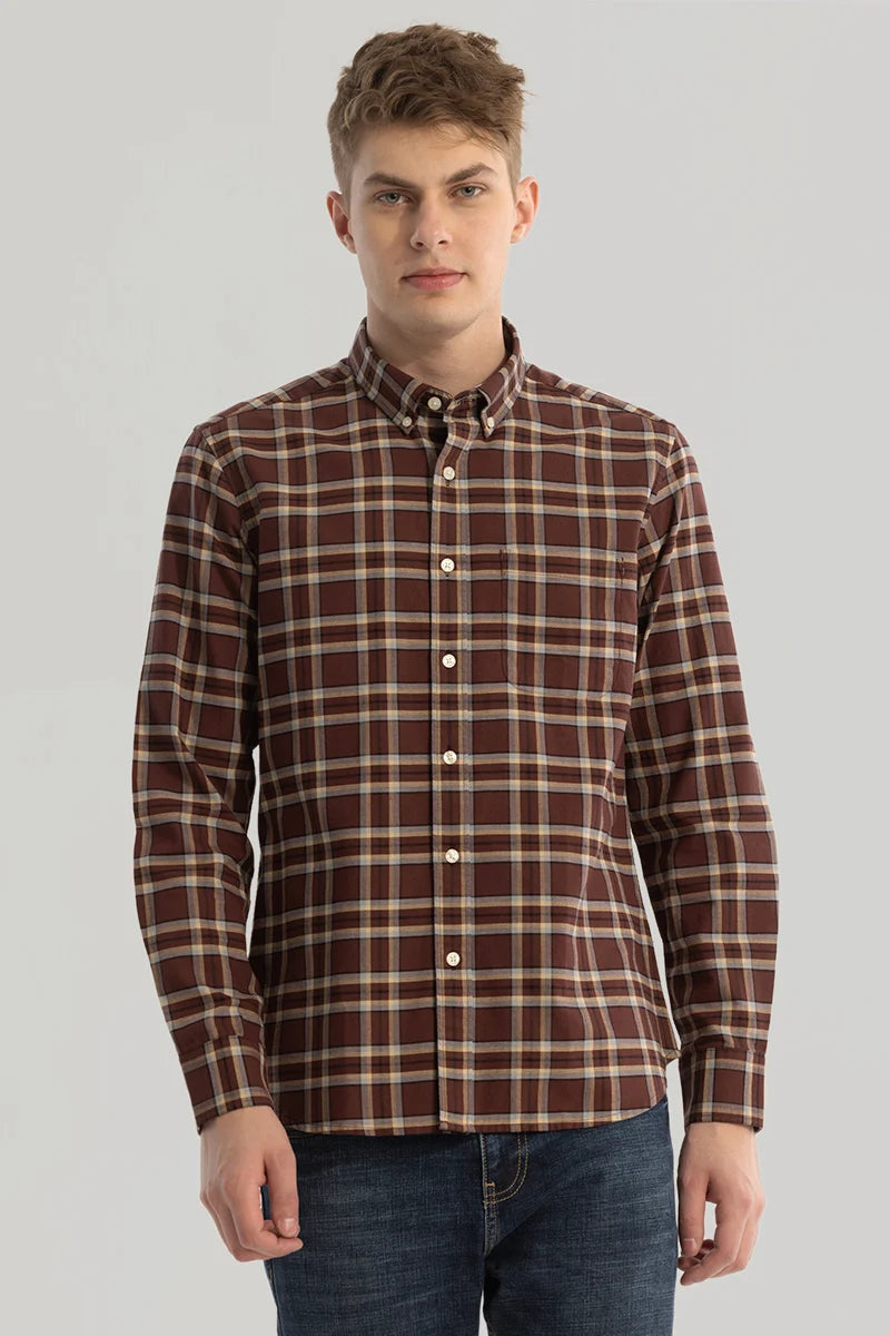 Brown Checks Oxford Shirt