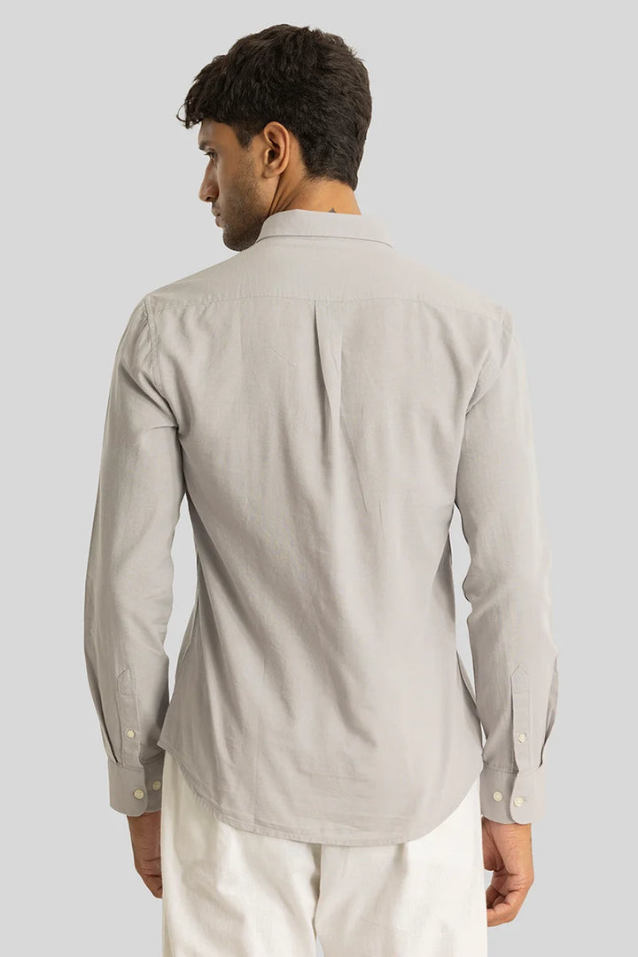 Henri Light Grey Plain Linen Blend Shirt