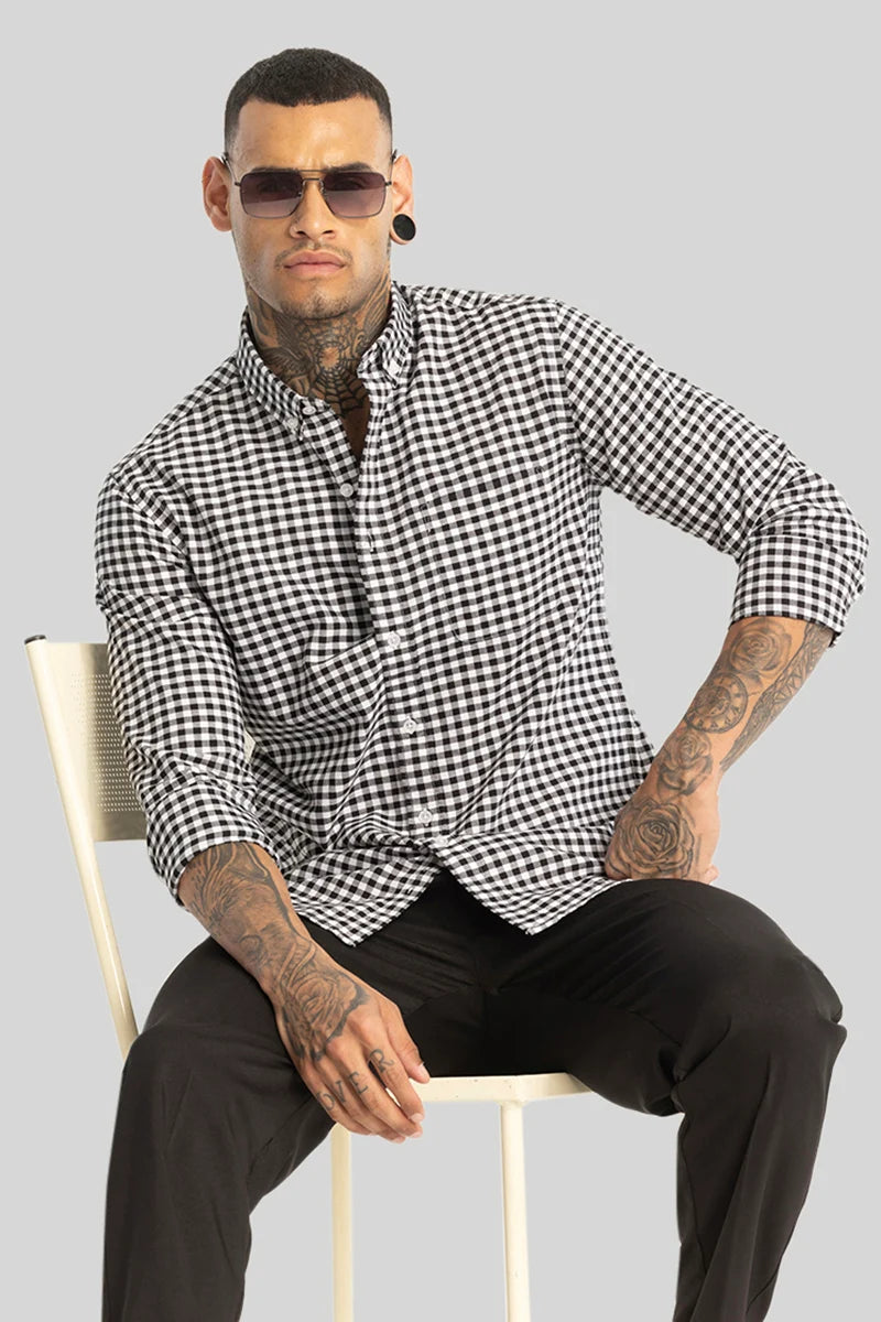 Black Gingham Checks Shirt