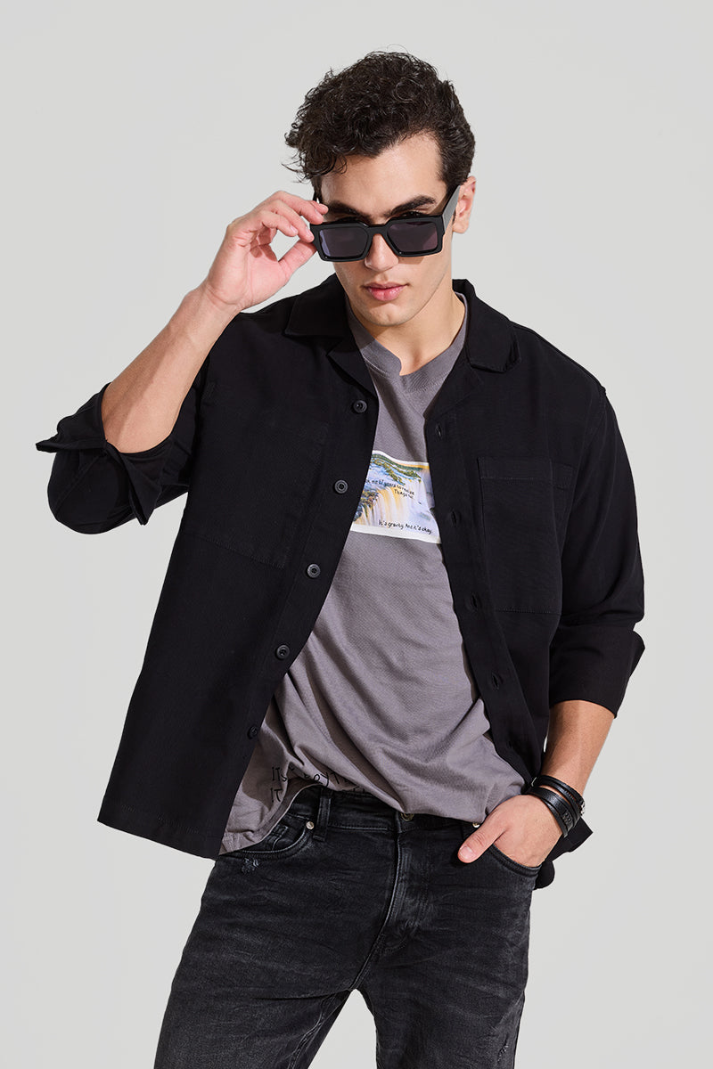 Black Relaxed Fit Overshirt