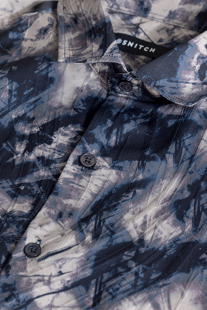 Navy Textured Abstract Shirt