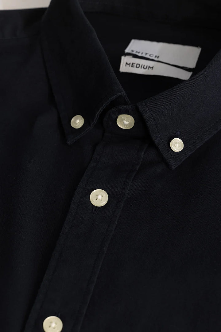 Navy Elbow Patch Oxford Shirt