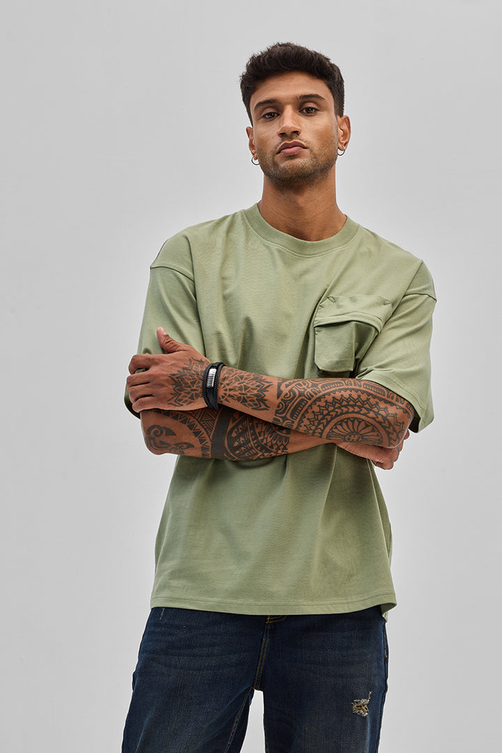 Sage Utility Pocket Oversized T-Shirt