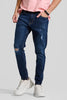 Dark Blue Distressed Skinny Fit Jeans