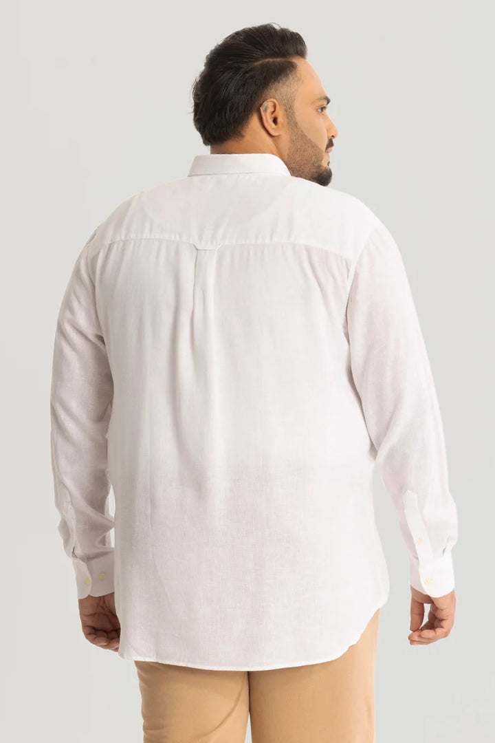 Off White Linen Blend Plus Size Shirt