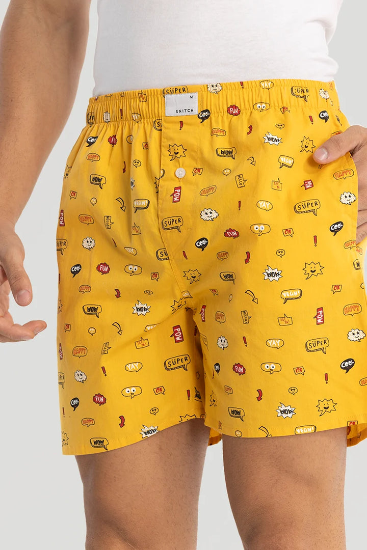 Yellow Printed Boxers