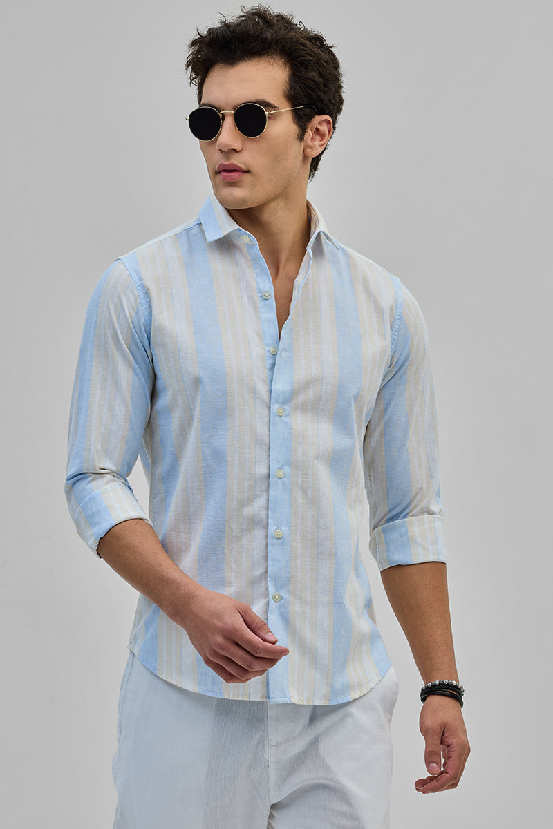 Light Blue Stripes Slim Fit Shirt