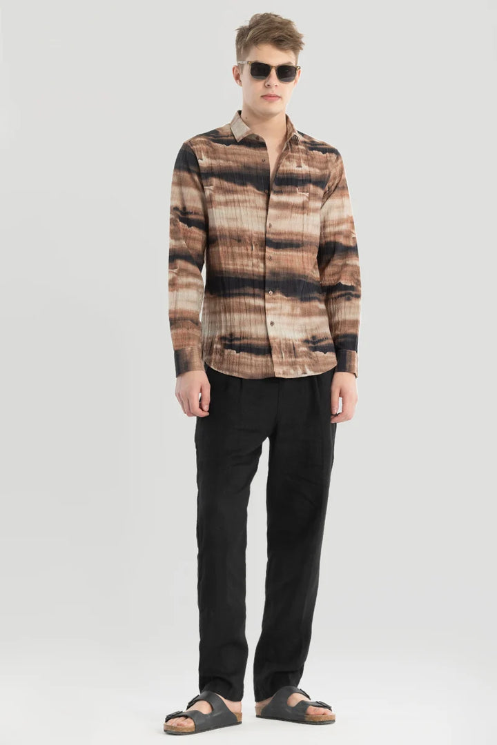 Brown Textured Abstract Shirt