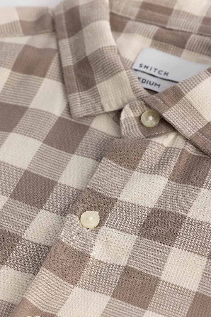 Elysium Brown Linen Checks Shirt