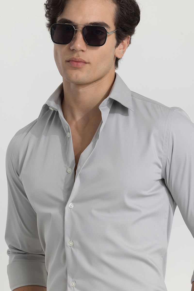 Grey Slim Fit Stretch Shirt