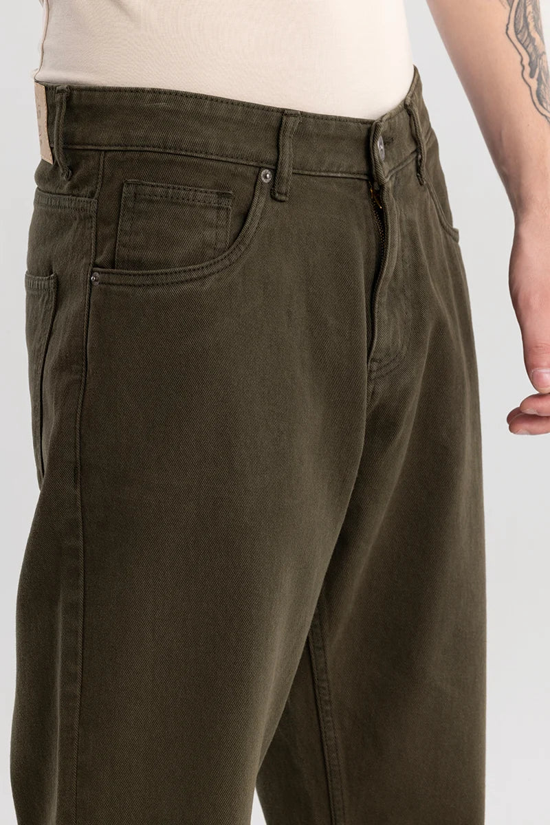 Loose Leisure Olive Baggy Fit Jeans