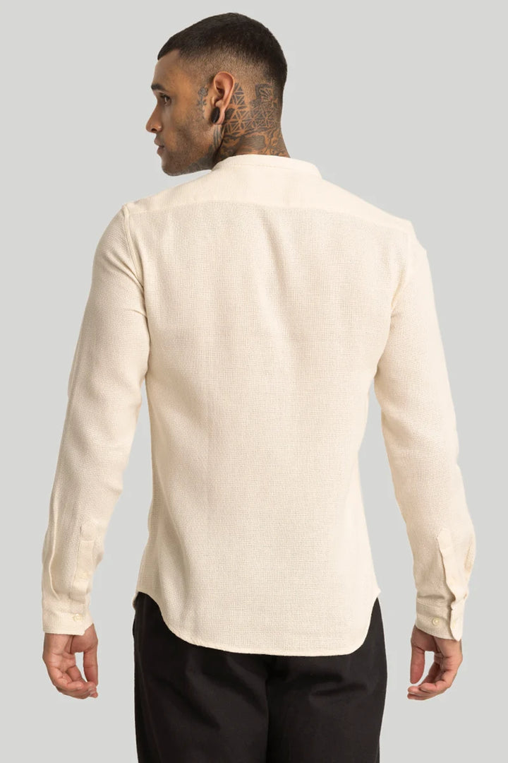 Cream Woven Mandarin Shirt