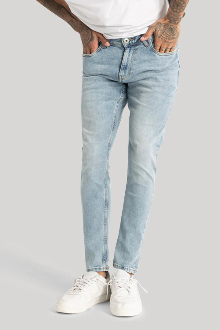 Light Blue Plain Skinny Fit Jeans