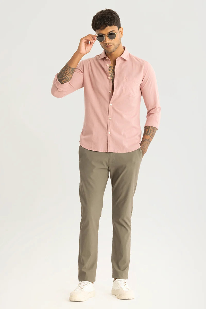 Claudio Peach Plain Linen Shirt