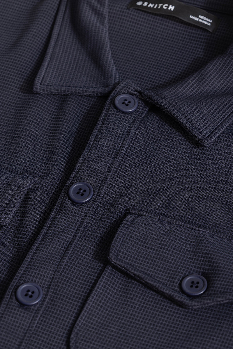 Navy Grid Checks Overshirt