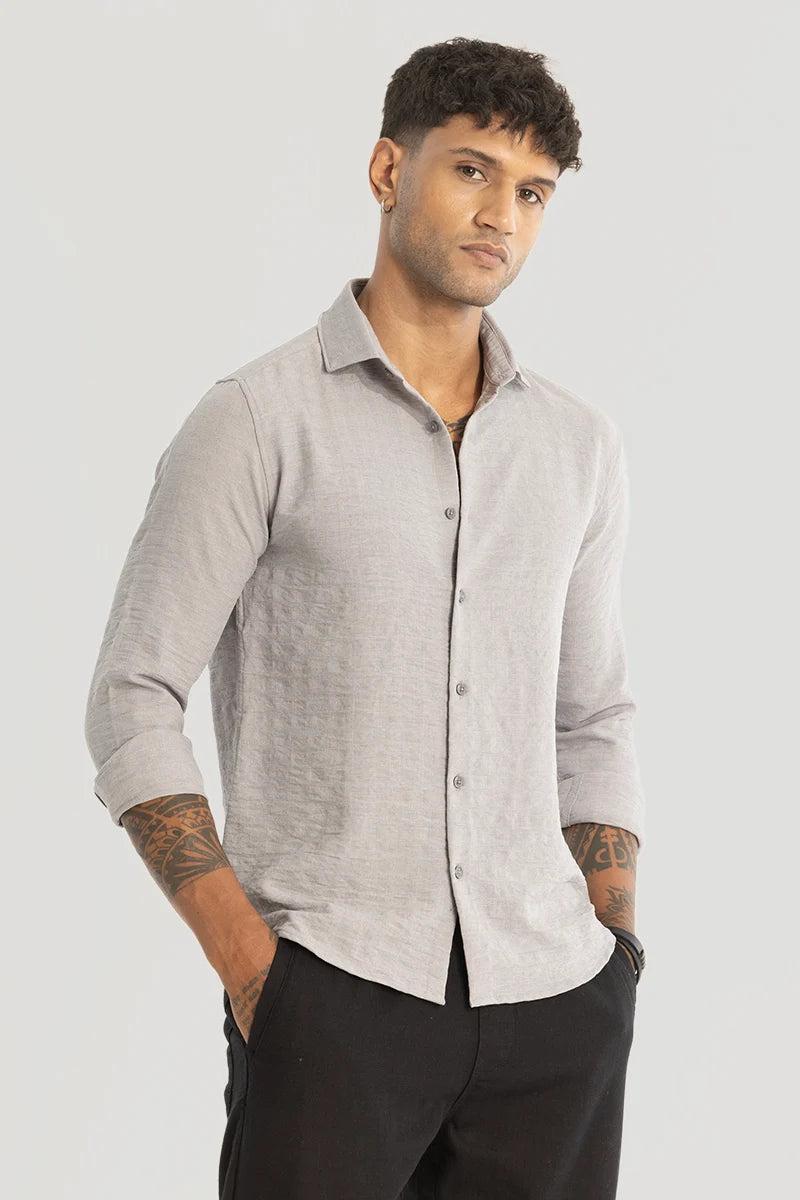 Grey Self-Design Shirt