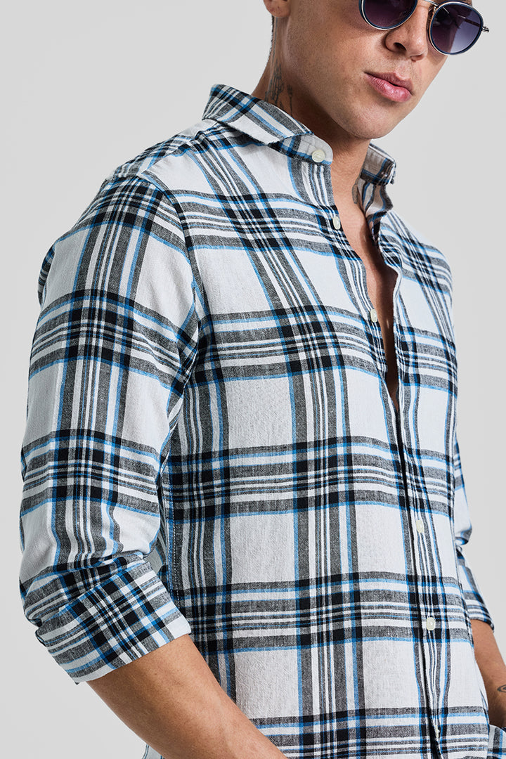 Blue Checks Linen Blend Shirt