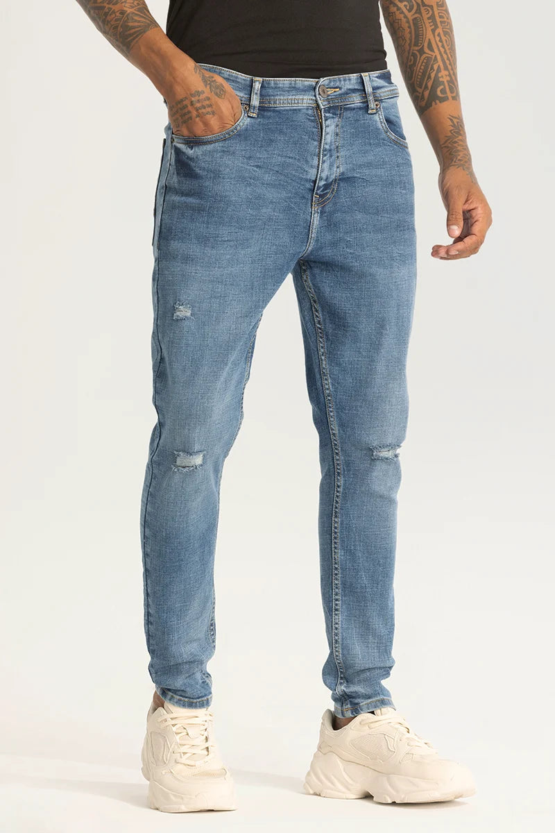 Blue Distressed Skinny Fit Jeans