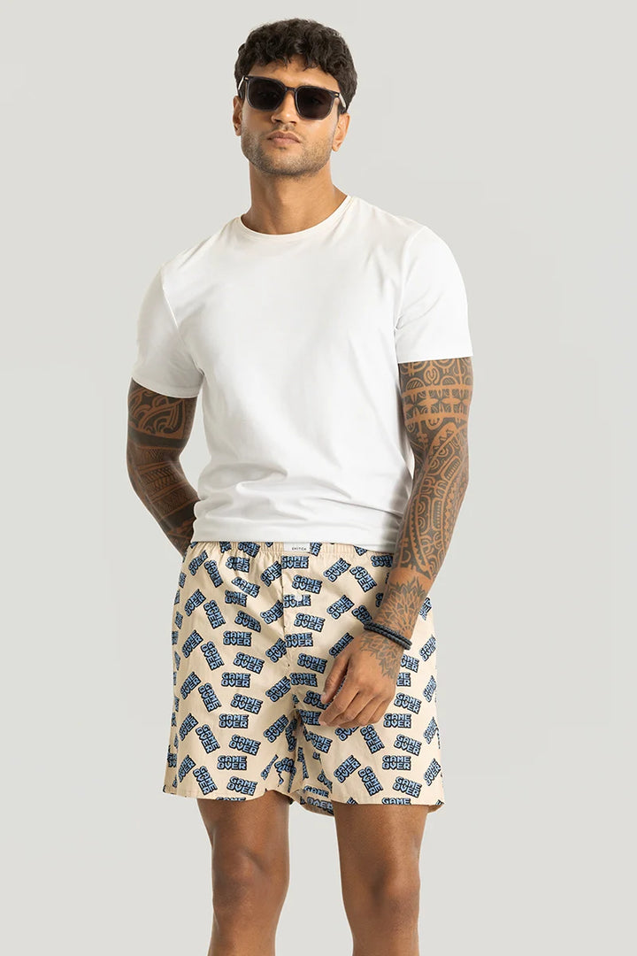 Game Over Cream Printed Boxers