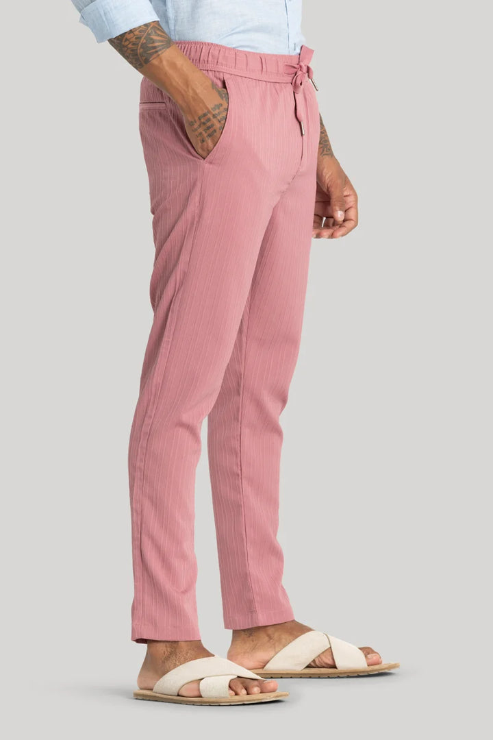 Harbor Pink Stripes Slim Fit Trousers