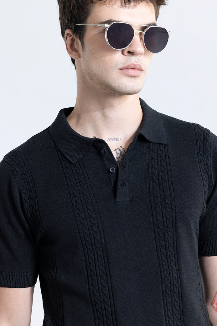 Infiniteknit Black Polo T-Shirt