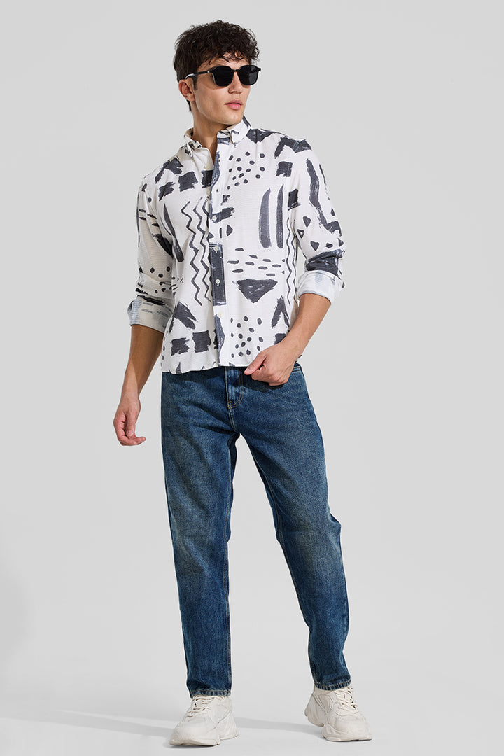 White Textured Abstract Shirt