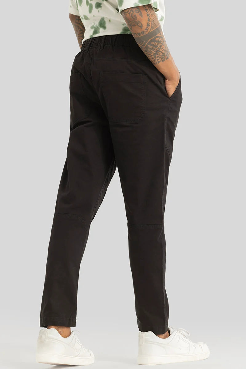 Odyssey Black Plain Slim Fit Trousers