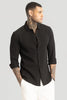 Black Slim Fit Textured Shirt