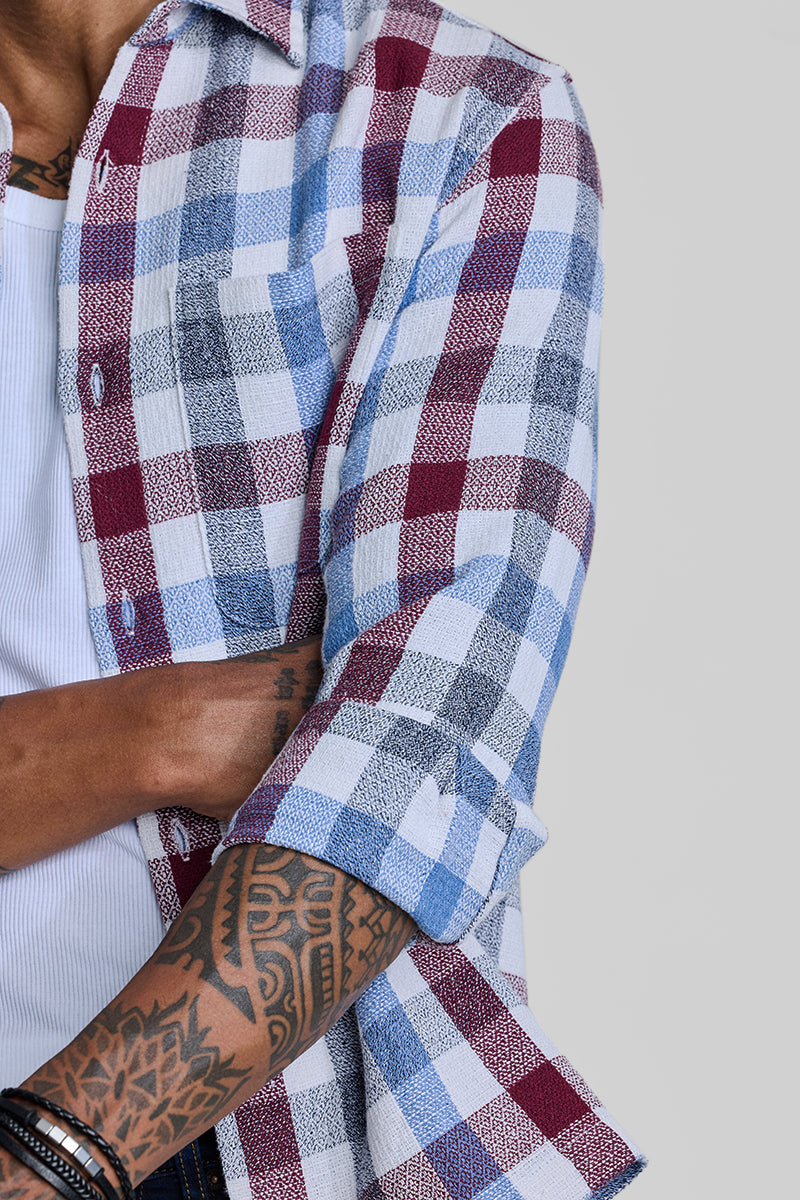 Light Blue Box Fit Gingham Shirt