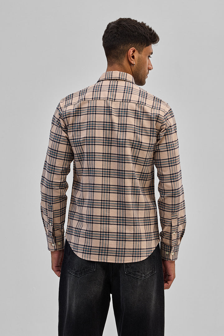 Beige Checks Slim Fit Shirt