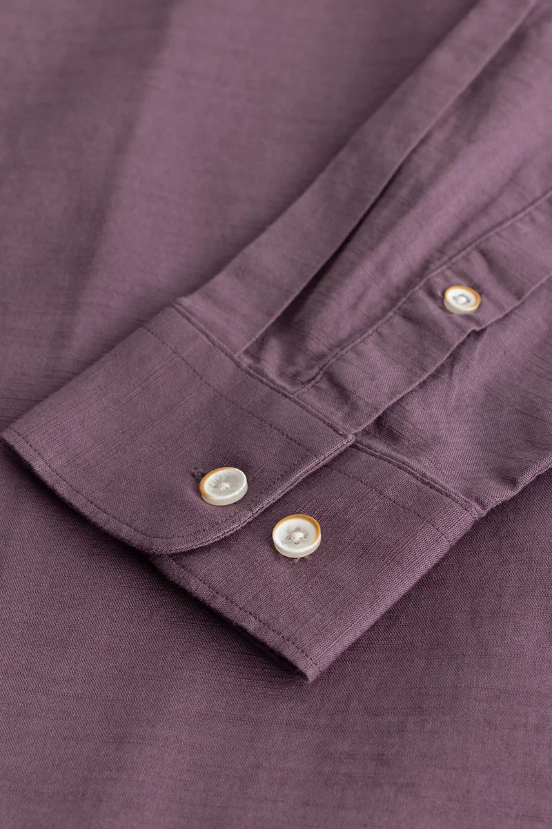 Mandarique Purple Linen Blend Shirt