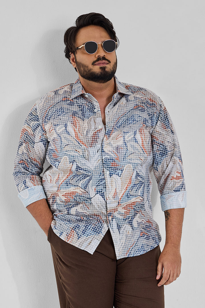 Multi Floral Textured Plus Size Shirt