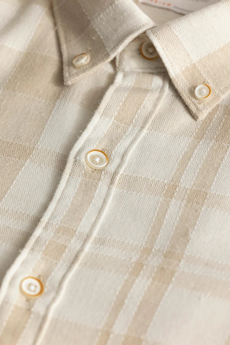 Zoe Cream Linen Checks Shirts