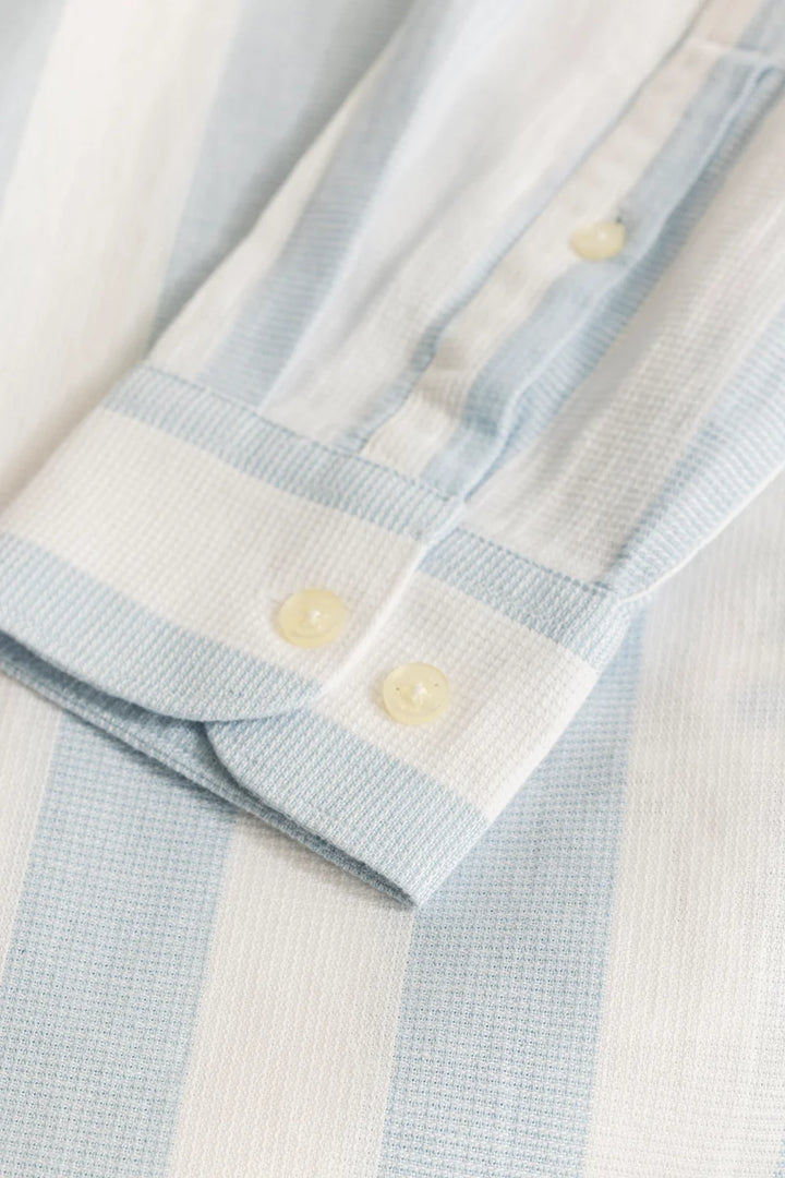 Pulse Light Blue Stripes Linen Shirt