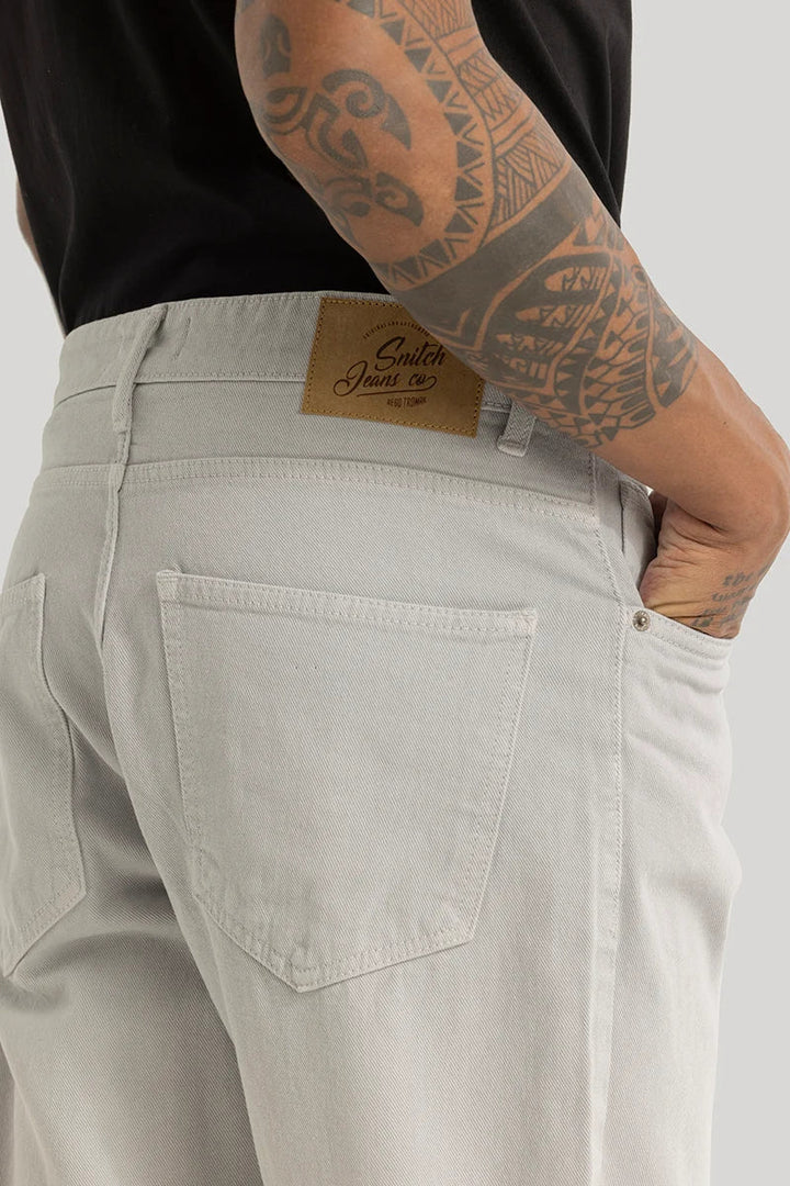 Loose Leisure Light Grey Baggy Fit Jeans