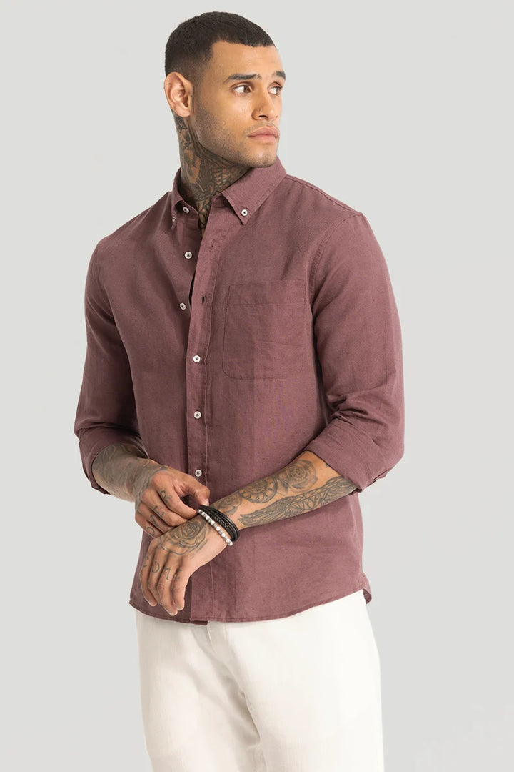 Mauve Linen Blend Shirt